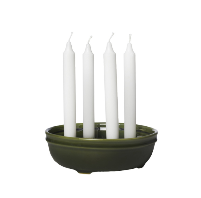 Ljusskål 4 ljus glaserad Mörkgrön Ernst