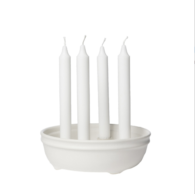 Ljusskål 4 ljus glaserad Naturvit Ernst