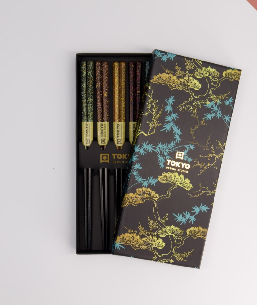 Chopsticks Giftset Wooden Black Blue