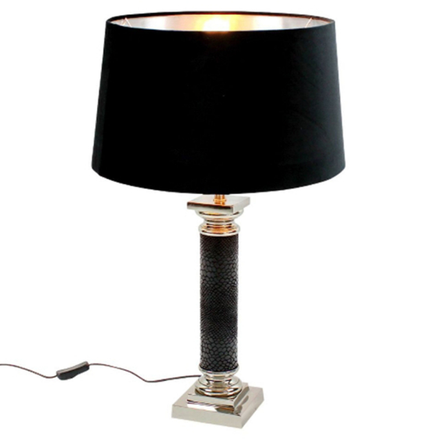 Lampa med sammetsskärm svart/silver