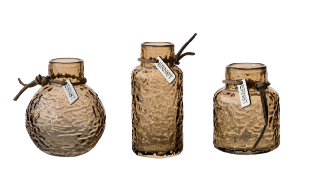 Glasvaser  Mönstrade Bärnsten 3-pack