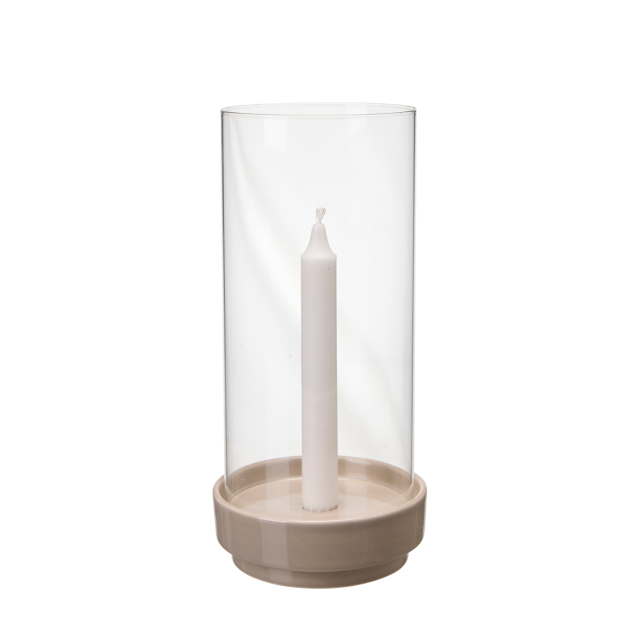 Ljusstake med glas beige 27 cm