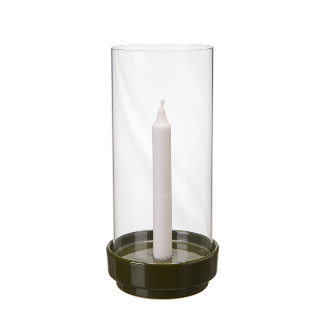 Ljusstake med glas grön 27 cm
