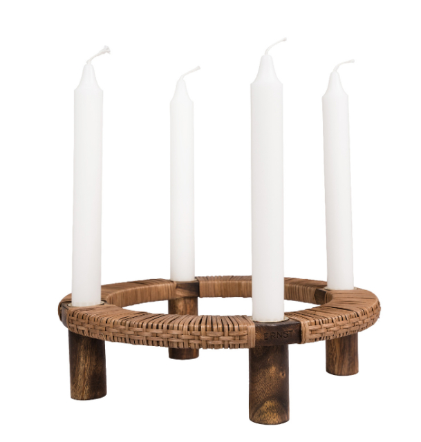 Ljusstake 4 ljus Trä Ø 24cm H8cm