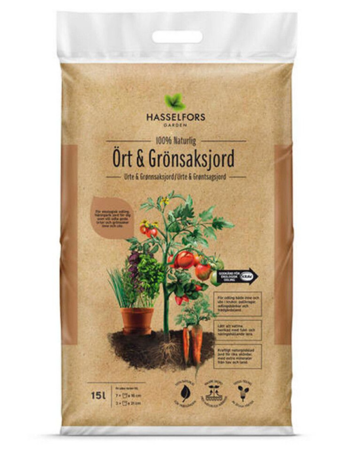 Grönsaksjord Hasselfors 15L KRAV i gruppen Odling & Växttillbehör / Jord & Odlingssubstrat / Jord & Jordblandningar hos Åsby Hem & Trädgård (102777)