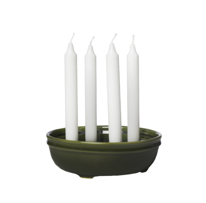 Ljusskål 4 ljus glaserad Mörkgrön Ernst i gruppen Inredning / Ljusstakar & Ljuslyktor hos Åsby Hem & Trädgård (188729)
