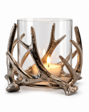 Ljuslykta glas med horn silver Ø21