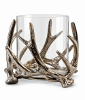 Ljuslykta glas med horn silver Ø21