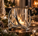 Ljuslykta glas med horn silver Ø21