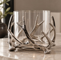 Ljuslykta glas med horn silver Ø30