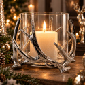 Ljuslykta glas med horn silver Ø30