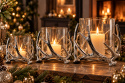 Ljuslykta glas med horn silver Ø30