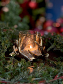 Ljuslykta glas med horn guld Ø14