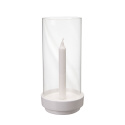 Ljusstake med glas vit 27 cm