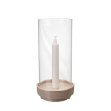 Ljusstake med glas beige 27 cm