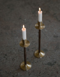 Ljusstake mässing/flätad Ø 8cm H30cm