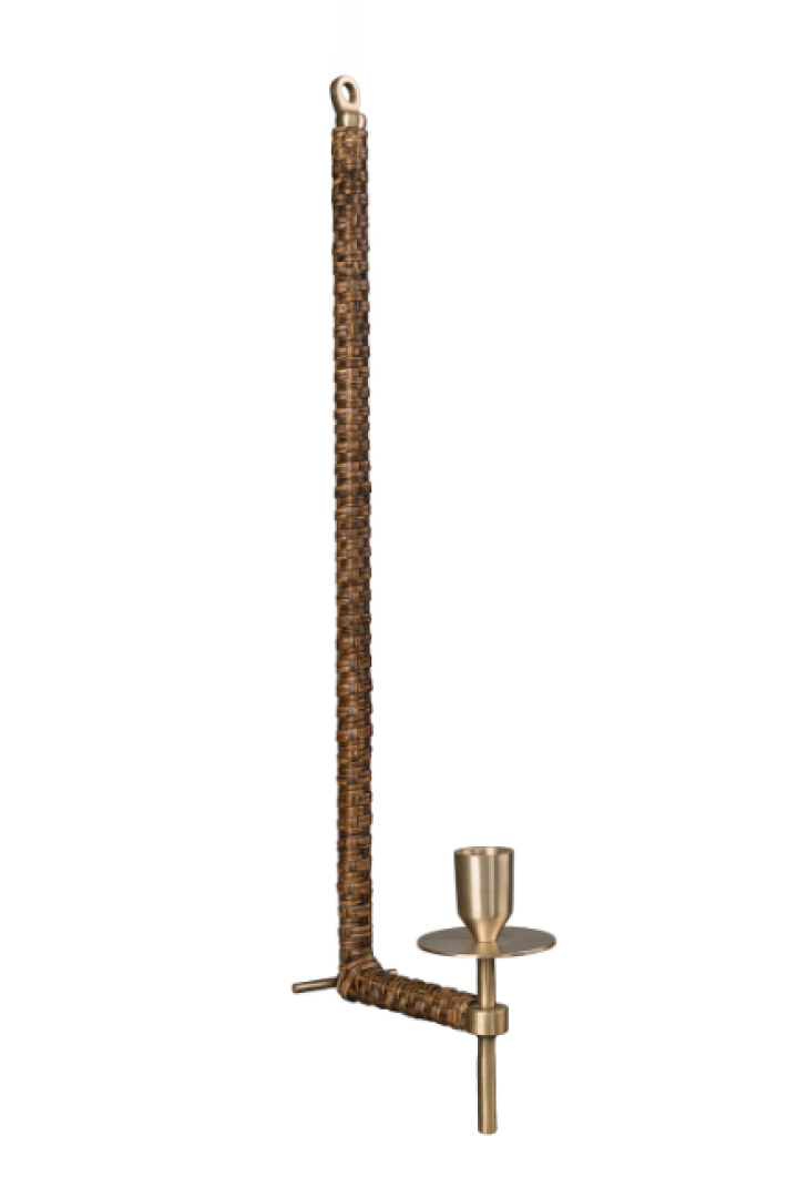 Vägglampett mässing/flätad H47cm i gruppen Inredning / Ljusstakar & Ljuslyktor hos Åsby Hem & Trädgård (199037)