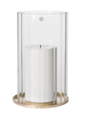 Ljuslykta för blockljus mässing/glas Ø13cm H21cm